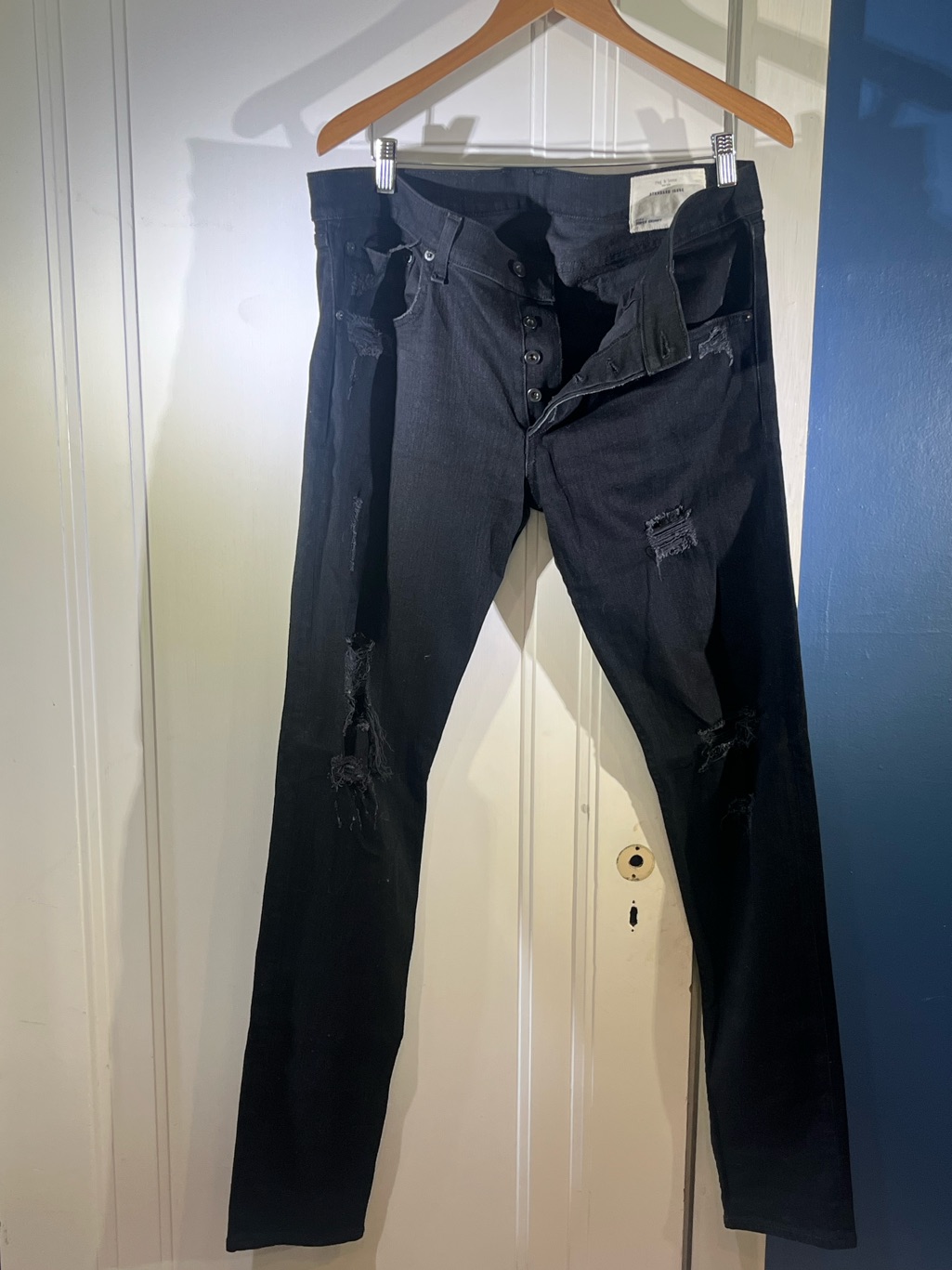 Rag & Bone Men's Black Slim Distressed Jeans